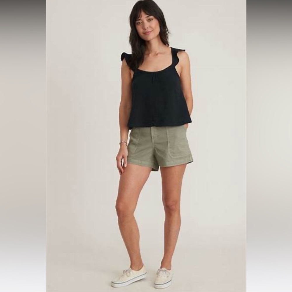 NEW Marine Layer Jude Flutter Sleeve Tank Black Chic Feminine Flowy